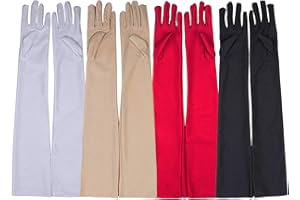 driew Long Gloves for Women 4 Pairs 20inch, Elbow Gloves Flapper Evening Opera Gloves