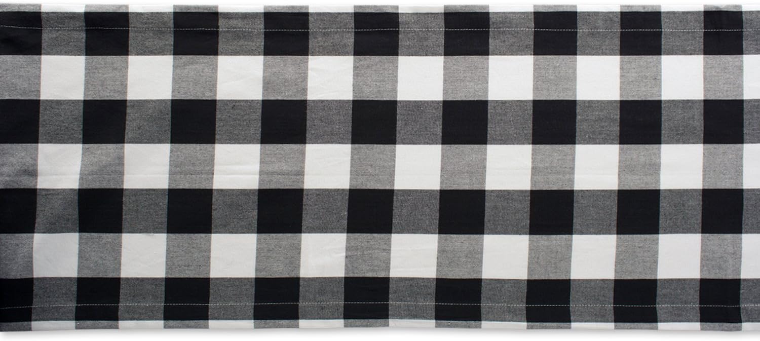 DII Classic Buffalo Check Tabletop Collection for Family Dinners, Special Occasions, Barbeques, Picnics and Everyday Use, 100% Cotton, Machine Washable, Table Runner, 14x72, Black & White: Kitchen & Dining