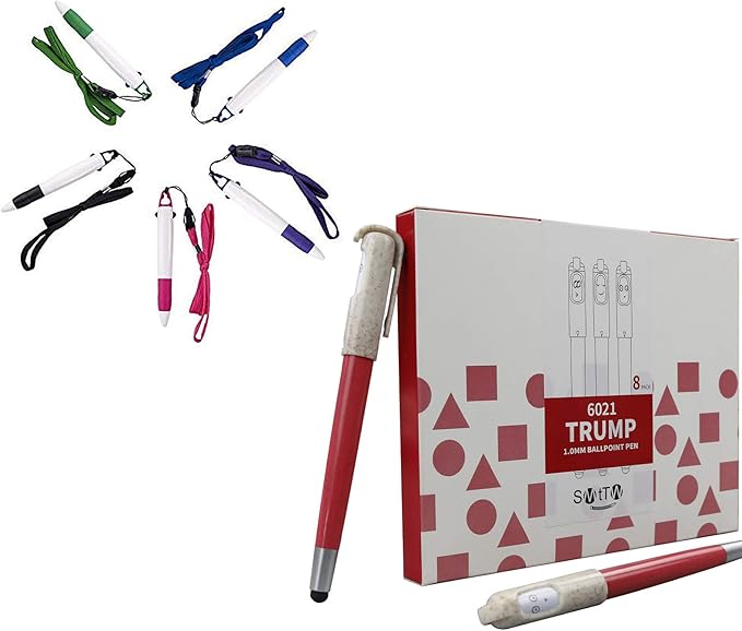 SMTTW 5 Pieces Neck Pens Retractable, 0.7mm Pen on a String, Neon Color Retractable