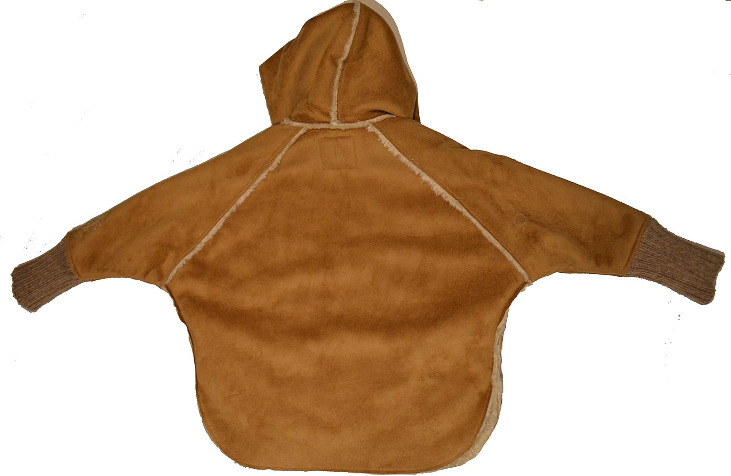 Catimini Fluff Warm Stylist and Chic Coat with Hoodie Size 5 Light Brown: Clothing