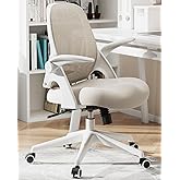 Hbada Office Desk Chair with Flip-Up Armrests and Saddle Cushion, Ergonomic Office Chair with S-Shaped Backrest, Swivel, Mesh, Grey