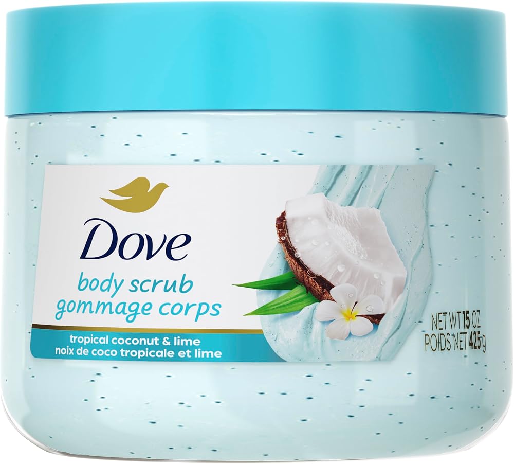 Dove Body Scrub - Coconut & Lime, pH-Balanced Whipped Texture, 15 oz | For dry, dull skin, Helps renew skin texture, With Dov