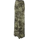 Lock and Love Women's Casual High Waist Solid/Tie Dye Fold Over Flowy Long Maxi Skirt