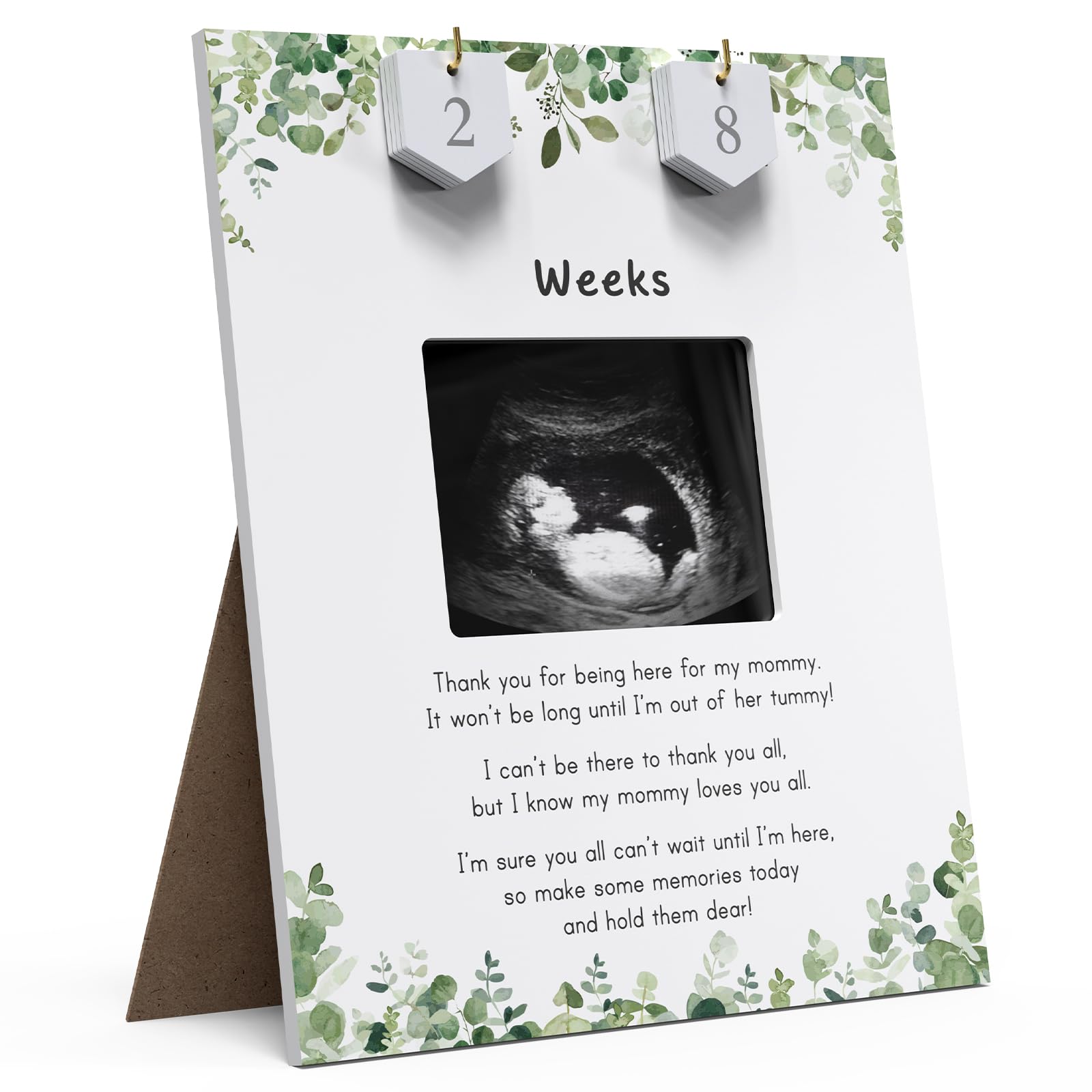 Greenery Baby Shower Games Welcome Sign - A Message from The Bump, Pregnancy Announcements Ideas, Gender Reveal Party Gifts, Ultrasound Baby Sonogram Picture Frame, New Mom Expecting Parents Keepsake