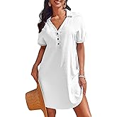 AI'MAGE Beach Cover Ups for Women Short Sleeve Swimsuit Coverup Button Down Bikini Bathing Suit Cover Up Dress Shirt