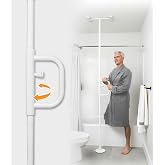Stander Wonder Pole, Security-Pole and Curve Grab Bar, Tension Mounted Floor to Ceiling Transfer-Pole for Seniors, Elderly Adults, Bathroom Safety Assist and Stability Rail, White