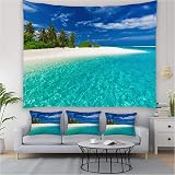 YISURE Tropical Paradise Beach Tapestry 150x130cm Palm Tree Ocean Decor view 6