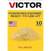 Victor Poison Moleworms, 10-Pack | Mole Killer Bait Worms, 5 Tunnel Locator Flags, Underground Pest Control in Lawns and Yards, Effective Mole Poisoning