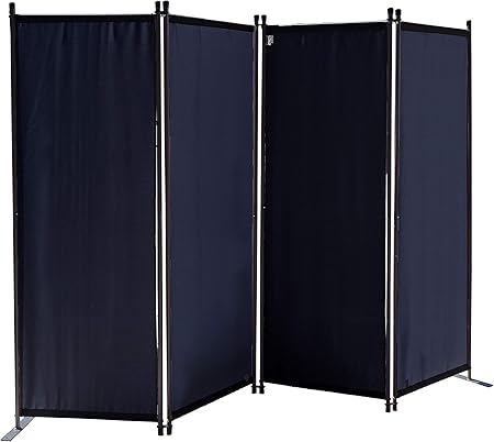 Quick Star Paravent 4 Teilig 165 X 220 Cm Stoff Raumteiler Trennwand Balkon Sichtschutz Stellwand Faltbar Schwarz Amazon De Garten