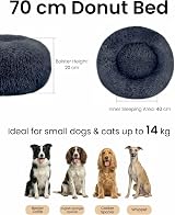 OKPOW Donut Dog Bed Calming Large Pet Bed Soft Plush 70cm Round view 2