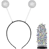 Funcredible Silver Alien Antenna Headband with Glitter – Intergalactic Costume Headpiece – Space Costume Accessory Set for Cosplay, Festivals & Photo Shoots