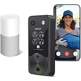 Lockly Vision Zeno Smart Lock with Video Doorbell Camera / Apple Home Key | Fingerprint Deadbolt for Front Door, PIN Genie Keypad, Voice/App Remote Control Control, 2 Rechargeable Batteries, IP65