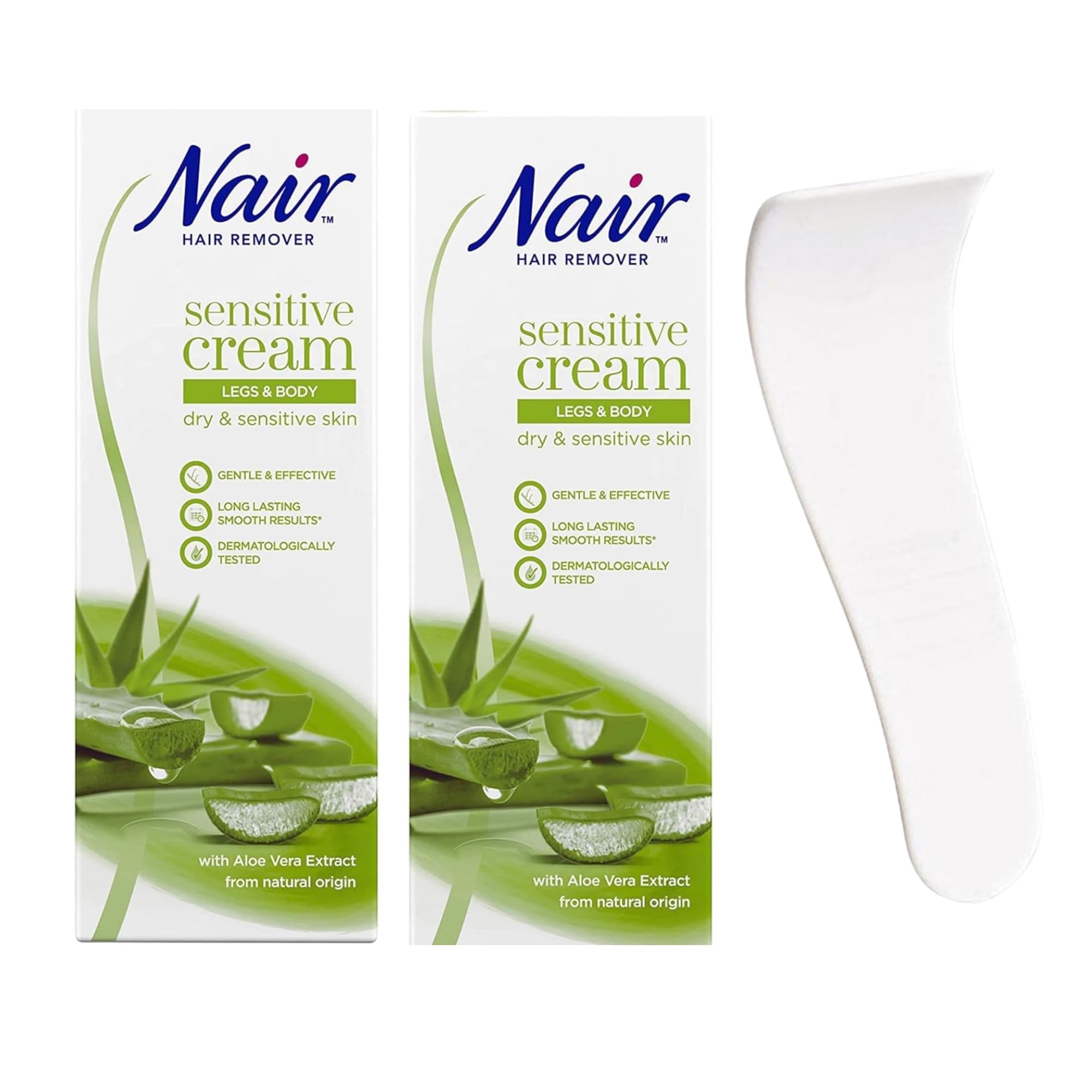 Niar Sensitive Hair Removal Cream Bundle: 2 x 100ml With Portable Scraper for Sensitive Skin - Effective Depilatory for Men & Women
