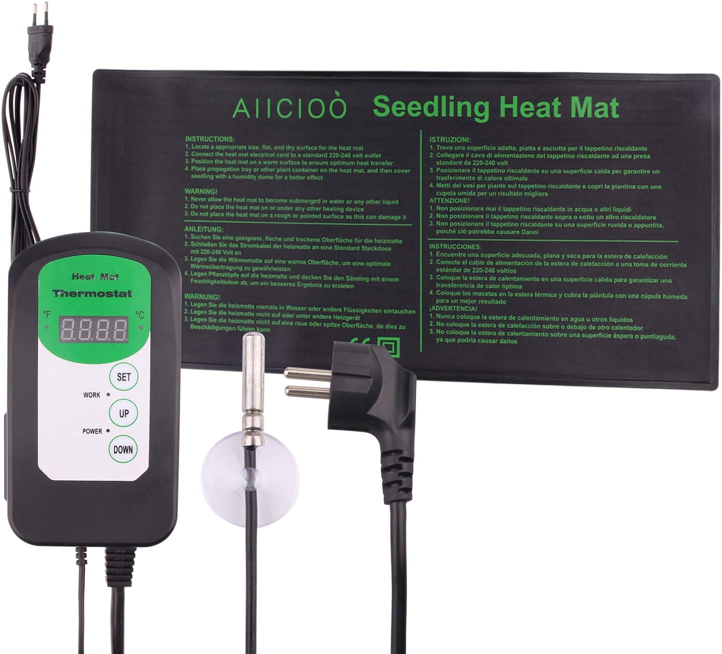 AIICIOO Sämling-Heizmatten-Thermostatregler - Saatkeimanlage-Heizkissen mit Temperaturregler