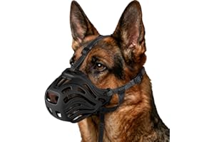 QUKCORS Dog Muzzle, Soft Breathable Dog Muzzles Suitable Dogs, Adjustable Basket Muzzles Prevents Chewing and Biting for Grooming Trimming Training (Black, XL (66lb))