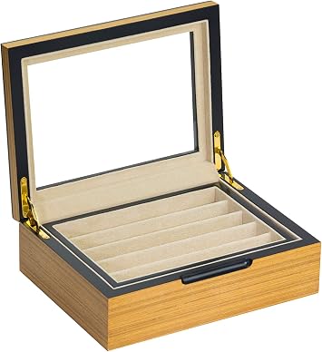 Amazon 高品位 木製ペンコレクションケース 1０本用 チークオイル 窓付き 万年筆 文房具 オフィス用品