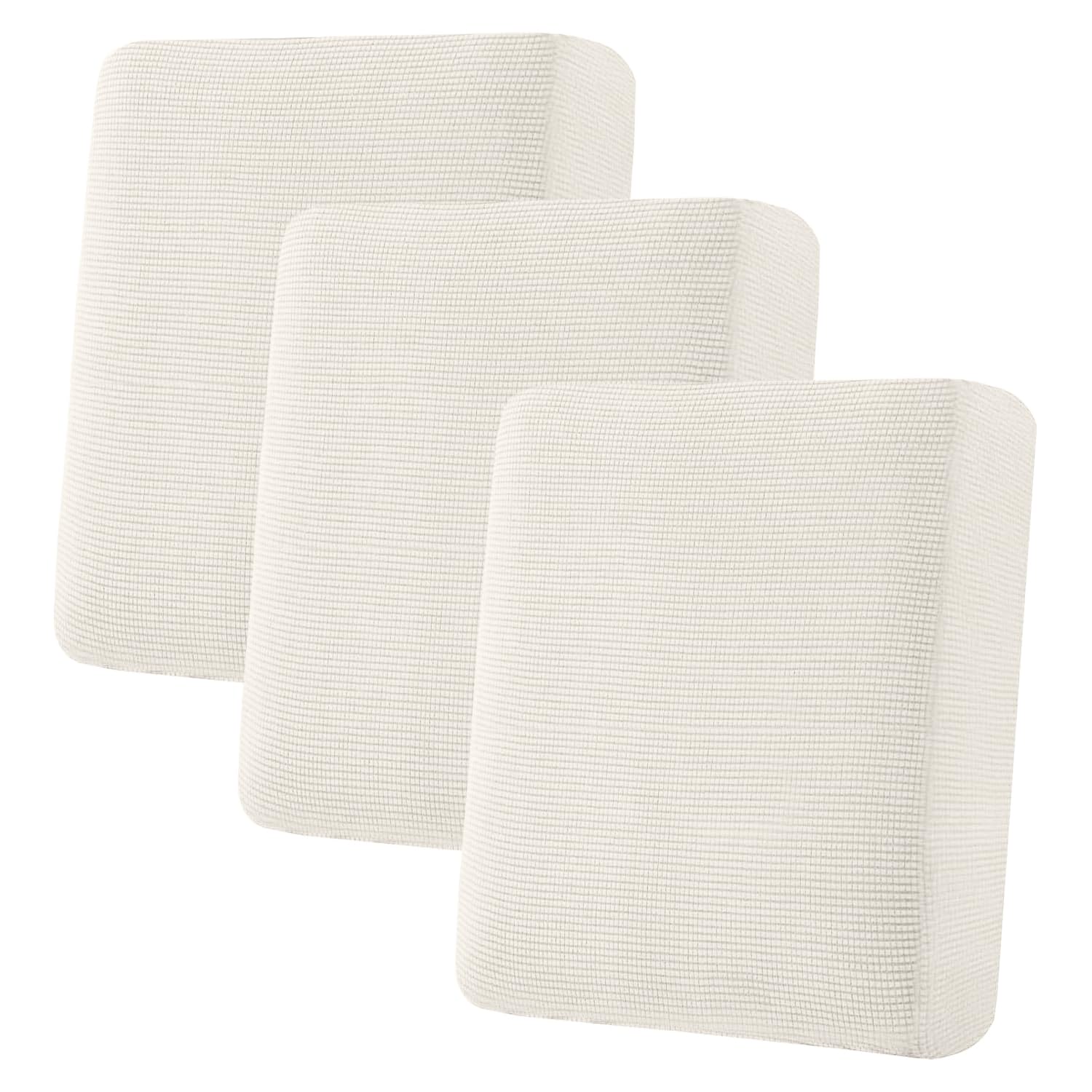 Photo 1 of H.VERSAILTEX Super Stretch Individual Seat Cushion Covers Sofa Covers Couch Slipcover Sets Thick Jacquard Textured Twill Fabric (3 Piece Sofa Cushion Covers, Porcelain)