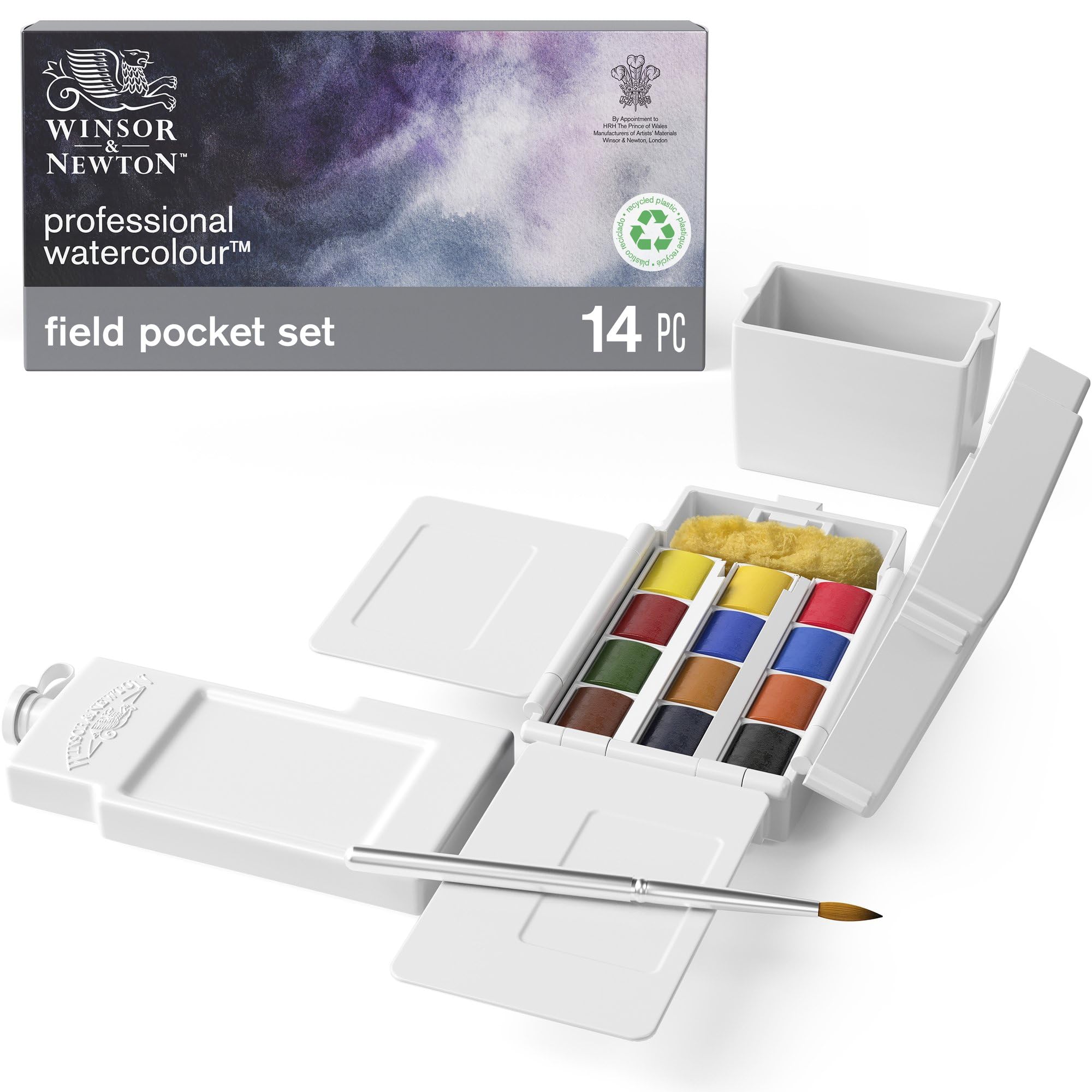 Winsor & Newton 190685 Artist's Water Colour Field Box Drawing Set with Half Pan - Pack of 12