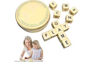 EZBNG Game Word Dice, The Crossword Solitaire Game, Creative Game English Letter Dice, Travel Scrabble Game with Case, Twelve Dice Letters Set for Camping Games (1pcs)