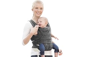 Boppy Baby Carrier - ComfyFit, Heathered Gray, Hybrid Wrap, 3 Carrying Positions, 0m+ 8-35lbs, Soft Yoga-Inspired Fabric with Integrated Storage Pouch