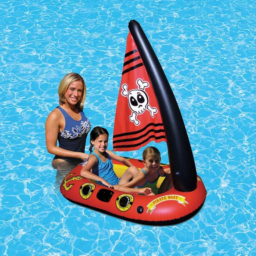 HFJKD Swimming Pool, Children's Inflatable Boat Water Toys Children's Game Floating Row 110 * 68 * 118CM Red