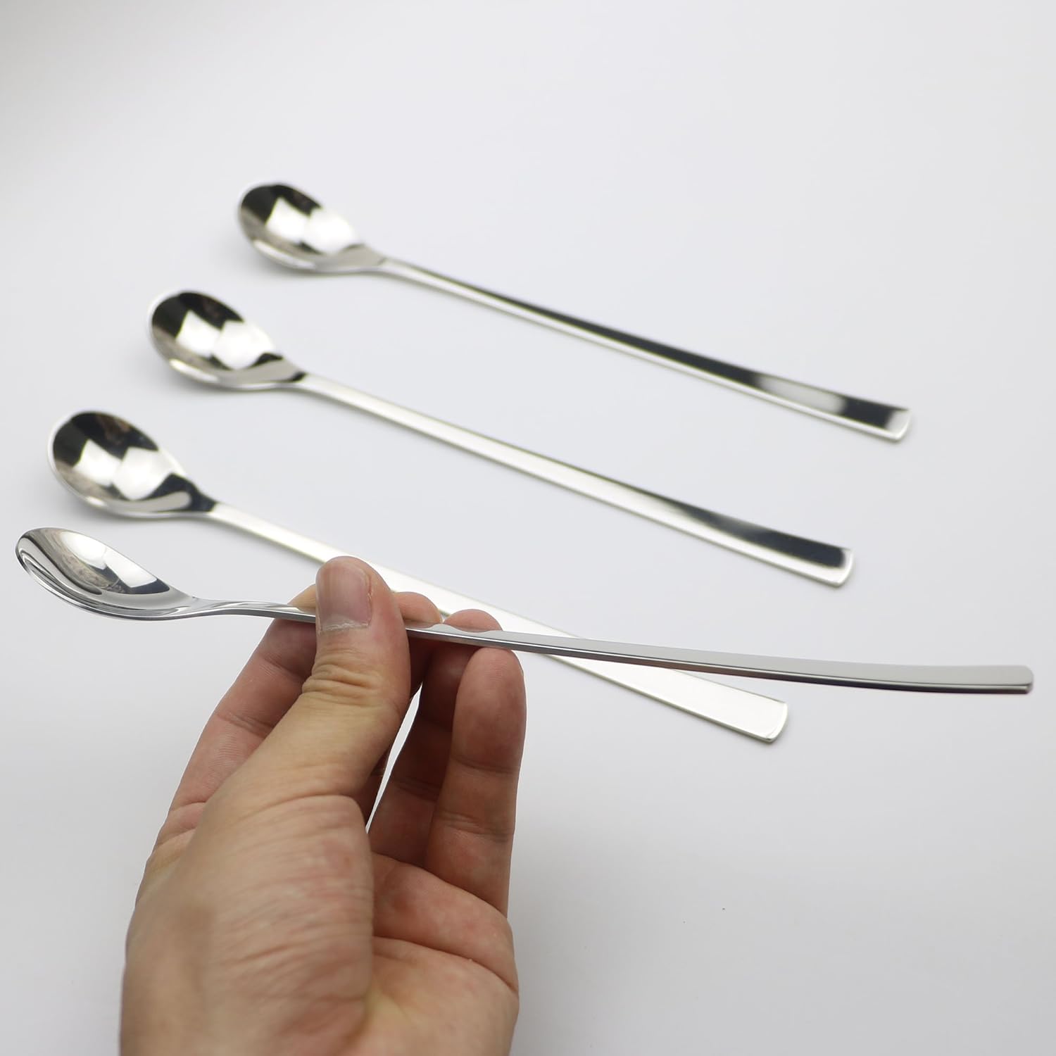 JANKNG 8.6Inch 18/10 Stainless Steel Long Handle Spoon, Mixing Spoons