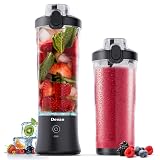 Portable Blender, Shakes and Smoothies Waterproof 20 oz BPA Free Blender Cup and a Travel Lid. (Black, 20 oz)