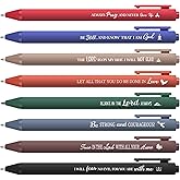 Sayglossy 80 Pcs Bible Verse Pens Christian Ballpoint Pens Inspirational Quotes Writing Tool Small Retractable Tiny Black Ink Religious Gifts for Women Men Office School (Dark Color)