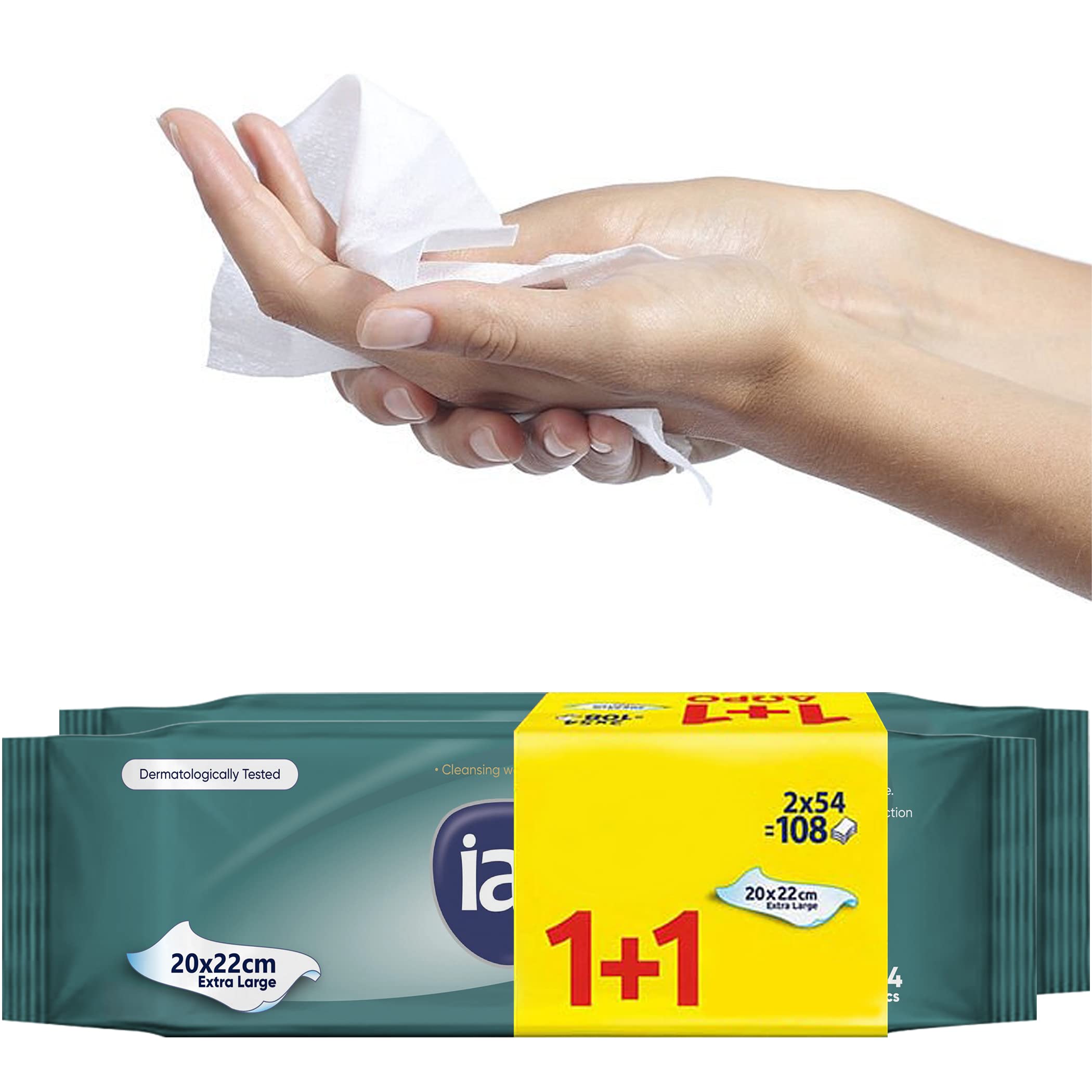 108 x Wet Wipes For Adults | Alcohol Free Wipes | Body Wipe For Adults No Shower | Festival Accessories & Essentials | Extra Large | Shower Wipe | 20 x 22 cm | (1 Pack of 108)