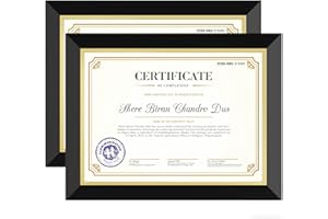 Heimlove Certificate Frame 8.5 X 11, 2 Pack Diploma Frames Black with Gold Trim, High School College Degree Diploma Frames, Document Frames for Wall Display Tabletop, Graduation Picture Frame