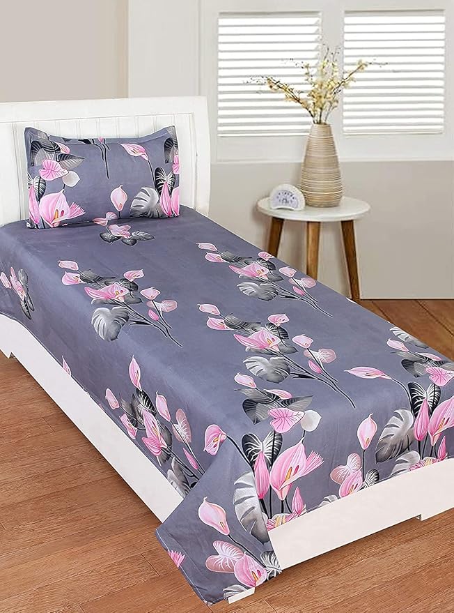 RD TREND Glace Cotton 180 TC Single Flat Bed Sheet(Size90 inch x 60