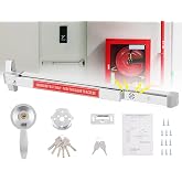 YUCHENGTECH Commercial Door Push Bar Panic Exit Device with Alarm 80cm/32IN Stainless Steel Emergency Exit Door Push Bar with Exterior Lever 6 Keys for 32&rdquo;-54&rdquo; Wood Metal Doors