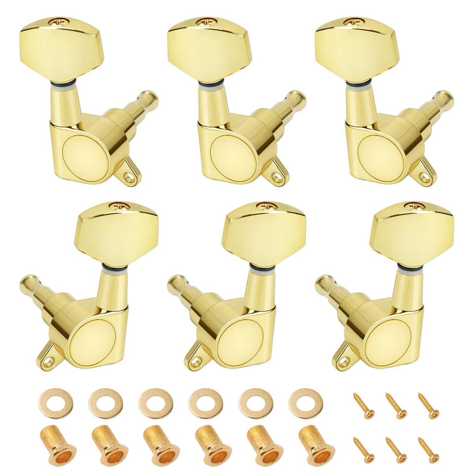 Banworks 3L3R Guitar Tuning Pegs Keys 15:1 Ratio Guitar String Tuning Keys Machines with 45 Degree Fixing Tag for Les Paul LP SG Electric or Acoustic Guitar Pack of 6 JT/JXQ-04 Golden