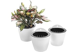 ORIMERC 3 Pack Self Watering Wall Hanging Planter Pots Vertical Garden Window Hang Mount Indoor Outdoor Plant Flower Basket for Kitchen Herbs Balcony Railing Shelf Fence Bedroom Trellis Decor Modern White Box