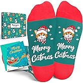 HAPPYPOP Christmas Stocking Stuffer - Christmas Cat Dog Socks, Xmas Gifts with Greeting Card