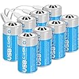 messule Rechargeable Lithium C Batteries with 4 in 1 USB-C Charge Cable,8 Pack C Cell Li-ion Battries,LR14 1.5V C Size Cell Battery Replacement 4100mWh for Floodlight Toys(8 Pcs)