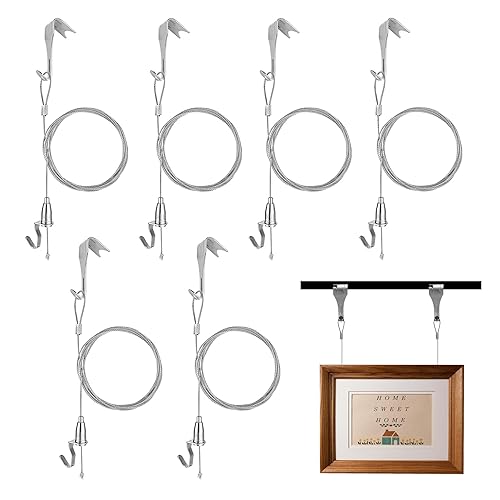 Pack Picture Hanging Wire Kit 78'' L Picture Hangers with Rail