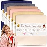 Hahafelt 12 Employee Appreciation Gifts Thank You Gift Bulk for Coworker Christmas Fleece Throw Blankets for Staff Teacher Nurses 50 x 60 Soft Throw Fleece Blankets with Inspirational Card (Light)