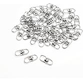 50pcs Swivel Connectors Clasps Double Ended Eye Hooks Lanyards Key Ring for Jewelry Keychain DIY Crafts Making Accessories (Silver)