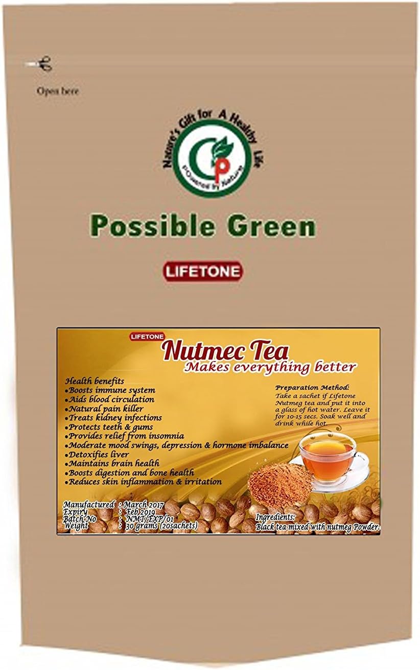 Lifetone Ceylon Nutmeg Tea, Sri Lanka Muskatnuss Tee , 20 Tee bags, 40 gramm Tee