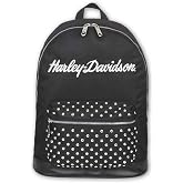 Harley-Davidson Women's Classic Studded Backpack, 3D Embroidered Logo - Black