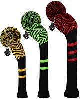 Scott Edward Knitted Golf Head Covers 3Pcs Set Driver Fairway Hybrid Traffic