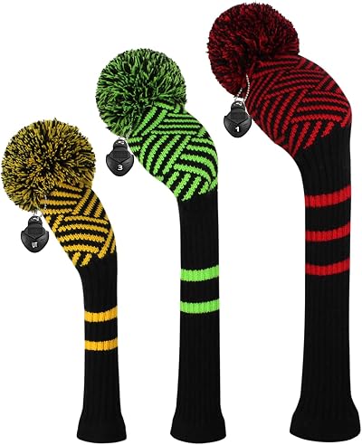 Scott Edward Knitted Golf Head Covers 3Pcs Set Driver Fairway Hybrid Traffic