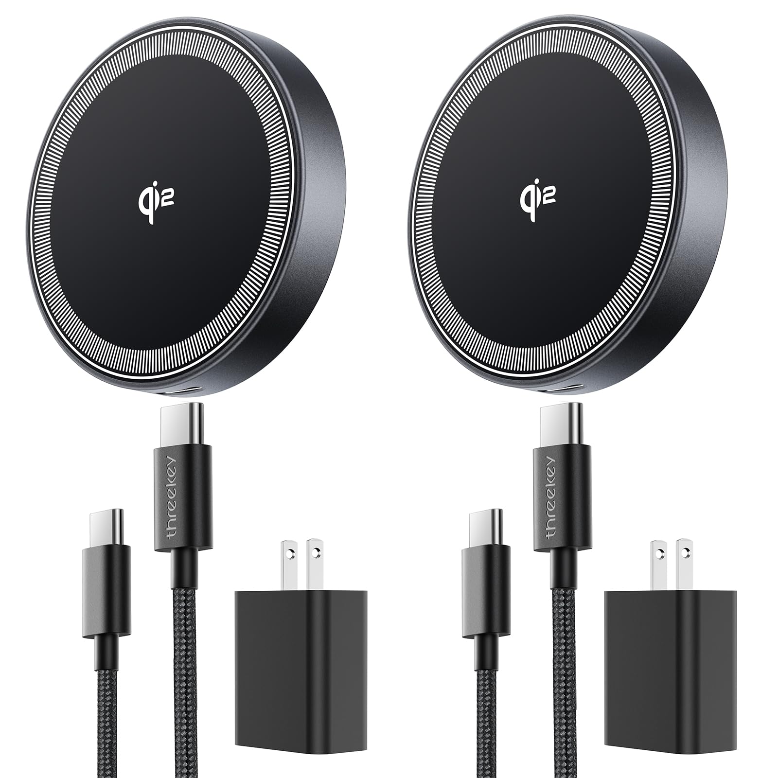 Photo 1 of [Apple MFi Certified] 15W For Magsafe Wireless Charger, Qi2 Magnetic Wireless Phone Charger Fast Charging Pad for iPhone 17 Air 16 15 14 13 12 Pro Max Airpods(20W Adapter Included), 2 Pack(Dark Black)