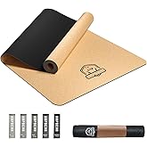 HAPBEAR Large Cork Yoga Mat - 72"x36" Wide Non-Slip for Home Workout, Yoga, Pilates & Stretching - 6mm Cushioned Support - Eco-Friendly & Durable - Bonus Resistance Bands & Carry Bag Included