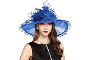 YIDINGCO 2025 Kentucky Derby Hat Classy Sun Hat for Women Ladies Organza Feather Fascinator for Tea Party Church UV Protection