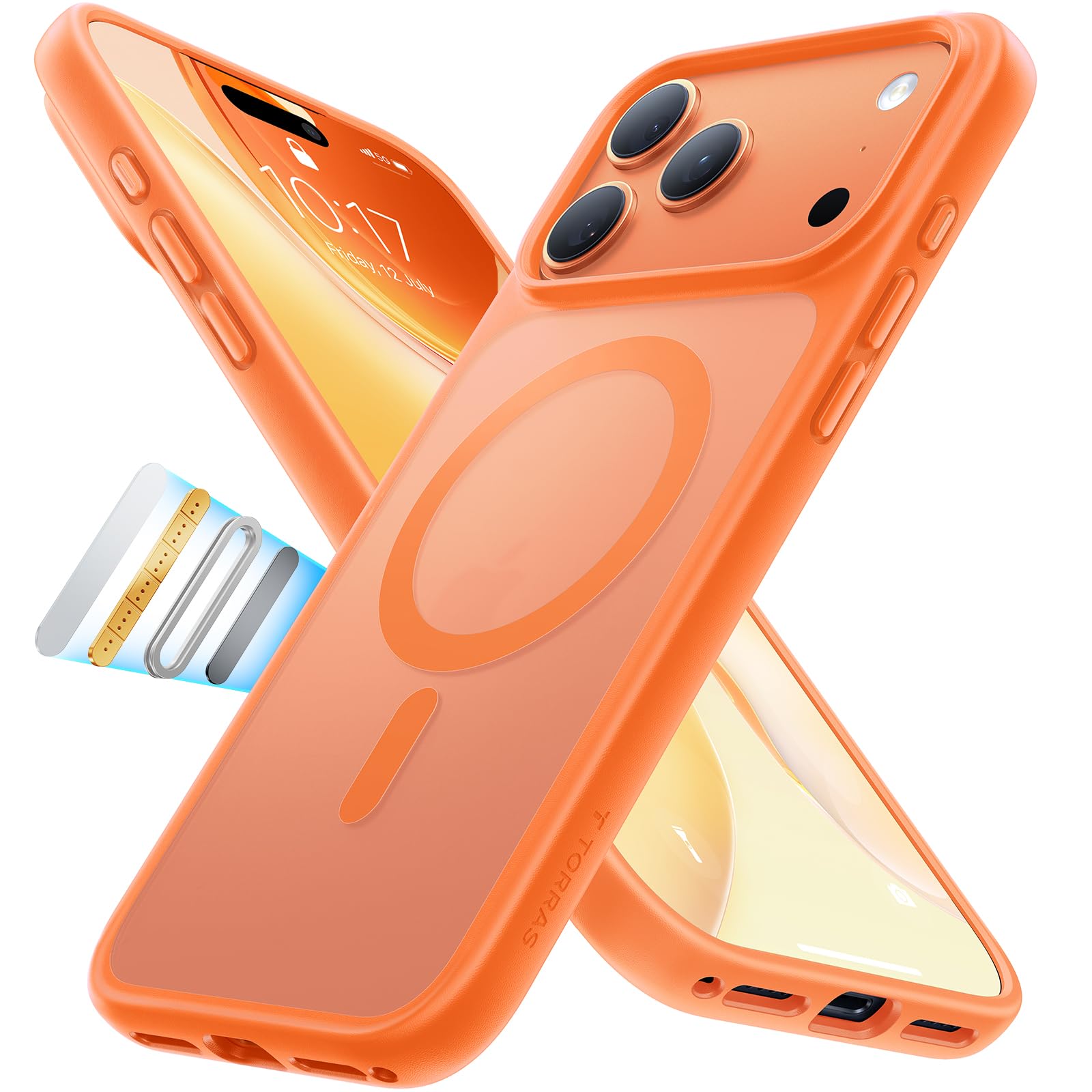 Photo 1 of TORRAS Stronger Magnetic & Shockproof for iPhone 17 Pro Max Case, Fit for MagSafe, Military Grade Drop Protection, Camera Control, DIY Button, Slim for iPhone 17 Pro Max Case Translucent Cosmic Orange