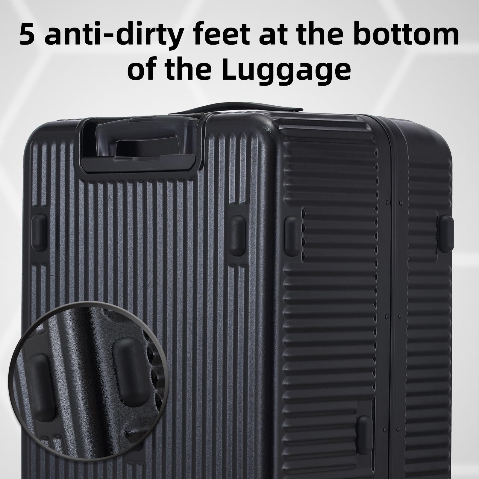 Kaleenie 29 Inch Aluminum Checked Luggage with Side Opening Zipper, 40 * 37 * 77cm, 113L, Lightweight Hardshell ABS+PC Suitcase with TSA Lock, 360° Universal Wheels, Black