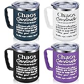 Yetene 4 Pcs Chaos Coordinator Mug, Employee Appreciation Gifts Bulk, 17 oz Stainless Steel Insulated Drinking Cup with Handle Thank You Gifts for Social Worker Staff Coworker Teacher