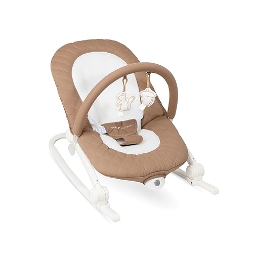 Baby Delight Aura | Deluxe Portable Rocker & Seat for Infants | Soothing Vibration & Sounds | Baby Rocker | Quilted Organic Mocha